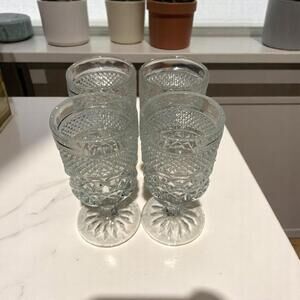 Anchor Hocking Wexford Pattern, 5.5" Tall, Clear Juice Glasses Set Of 4